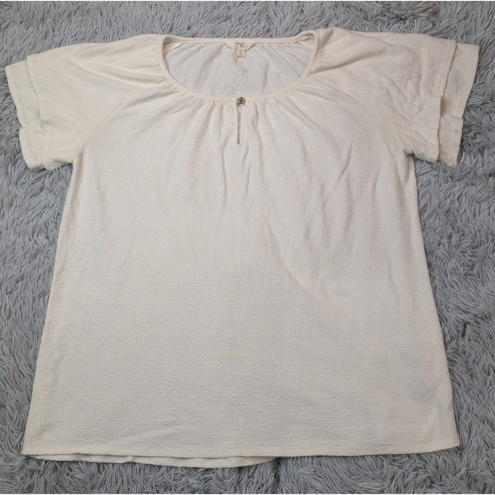 Terra & Sky Shirt Womens 0X Ivory Top Blouse Soft Comfort 14W